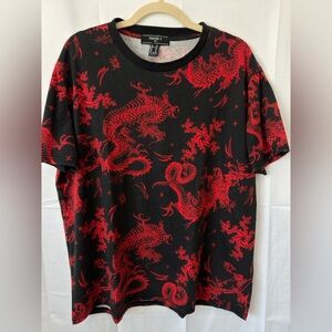 Forever 21 Black and Red Dragon Graphic Tee